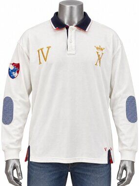 Vicomte A France Rugby Polo Shirt 3XL White Crest IV Patch Preppy Quiet Luxury
